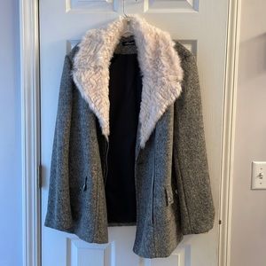 Kenneth Cole New York Faux Fur Trimmed Coat